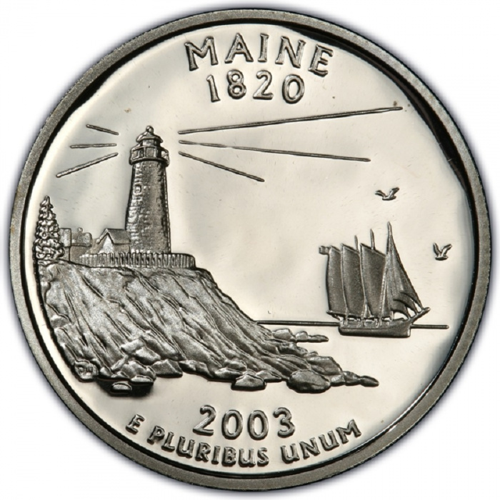 (023d) Монета США 2003 год 25 центов &quot;Мэн&quot;  Медь-Никель  UNC